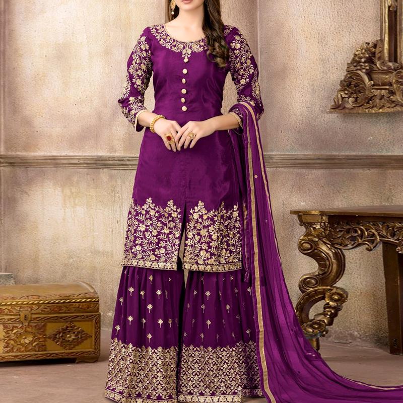 Plum Color Dress For Wedding Pakistani Purple Dresses 2025: Magenta Dress Purple Color Embroidered Plum Color Dress For Wedding Pakistani Purple Dresses 2025: Magenta Dress Purple Color Embroidered