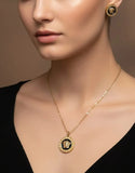 Designer Inspired Stainless Steel Locket Necklace and Earrings (DZ18365)