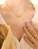 Designer Inspired Gold Plated Roman Numeral Locket Set (DZ18371)