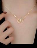 Minimalist Gold Plated Double Heart Shape Necklace | Durable Stainless Steel Jewelry Regular price (DZ18399)