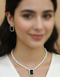 Elegant Black Pearl Beaded Necklace Set with Matching Earrings (DZ18373)