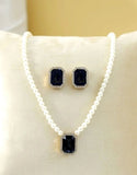 Elegant Black Pearl Beaded Necklace Set with Matching Earrings (DZ18373)