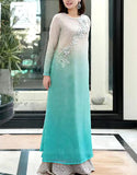 Stylish Embroidered Ombre Style Chiffon Dress with Inner (DZ18414)