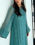 Graceful Heavy Embroidered Teal Glam Chiffon Dress for Formal & Party Wear (DZ18416)