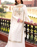 Graceful Embroidered White Chiffon Dress for Nikkah & Engagement (DZ18420)