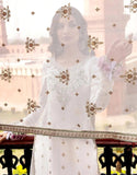 Graceful Embroidered White Chiffon Dress for Nikkah & Engagement (DZ18420)