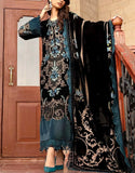 Glamorous Embroidered Velvet Bridal Dress with Matching Velvet Shawl (DZ18417)