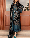 Glamorous Embroidered Velvet Bridal Dress with Matching Velvet Shawl (DZ18417)