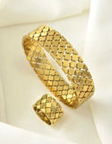 Trendy Gold Plated Bangle and Ring Set – Stainless Steel Jewelry (DZ18391)