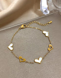 Minimalist Gold Plated Heart Charm Bracelet in Stainless Steel Finish  (DZ18366)