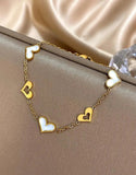 Minimalist Gold Plated Heart Charm Bracelet in Stainless Steel Finish  (DZ18366)