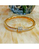 Gold Plated Rhinestone Studded Bangle Bracelet in Stainless Steel Finish (DZ18401)