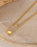 Gold Plated Stainless Steel Heart Shape Necklace for Girls (DZ18396)