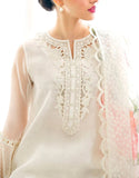 Luxury Embroidered with Handwork White Organza Dress for Nikkah & Engagement (DZ18410)