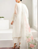 Luxury Embroidered with Handwork White Organza Dress for Nikkah & Engagement (DZ18410)