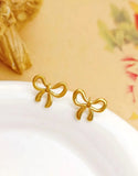 StainMinimalist Gold Plated Stainless Steel Bow Shaped Locket Set (DZ18372)
