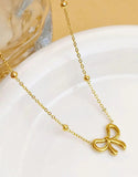 StainMinimalist Gold Plated Stainless Steel Bow Shaped Locket Set (DZ18372)