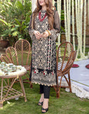 2-Piece Heavy Embroidered Black Chiffon Party Dress 2024 (DZ15493)