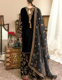 Luxury Embroidered Black Velvet Wedding Dress (DZ15589)