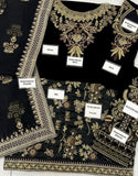 Luxury Embroidered Black Velvet Wedding Dress (DZ15589)
