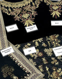 Luxury Embroidered Black Velvet Wedding Dress (DZ15589)