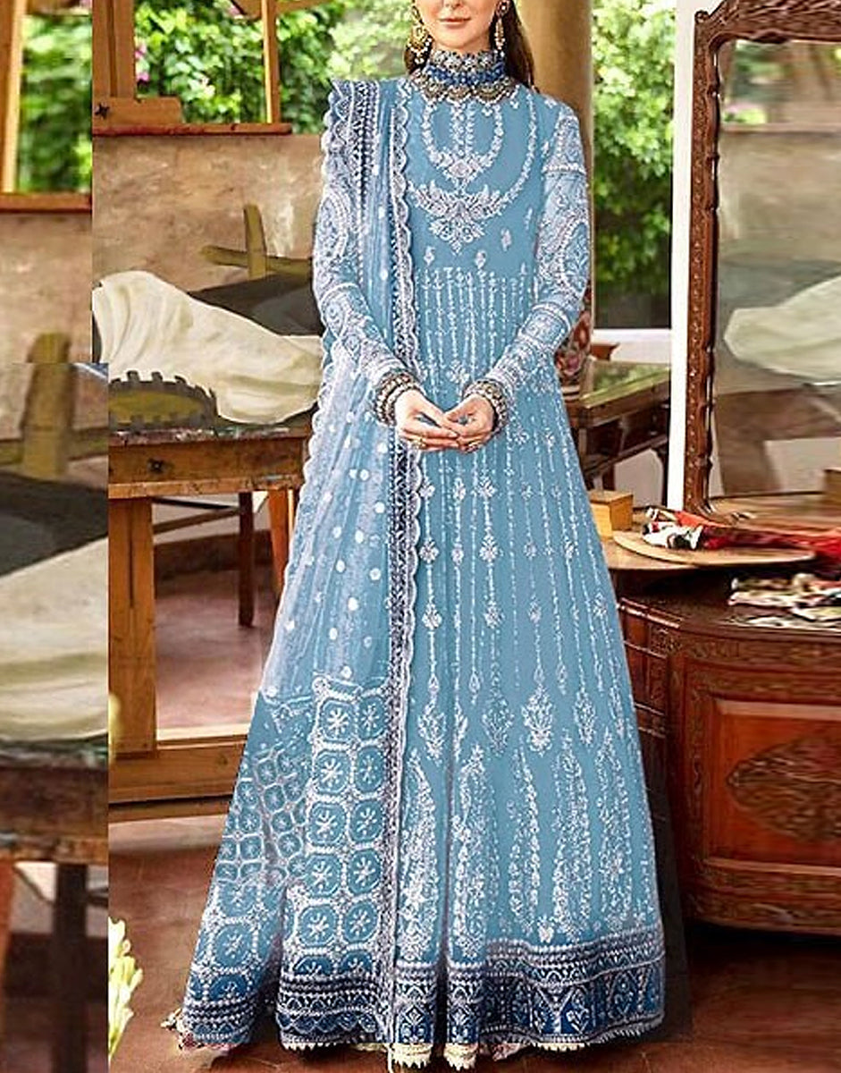 Luxury Handwork Heavy Embroidered Net Bridal Maxi Dress DZ16250