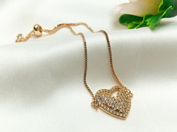 Gold Plated Heart Shape Bracelet for Girls (DZ16388)