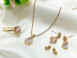 Beautiful Faux Ruby Necklace, Earrings & Ring Jewelry Set (DZ16441)