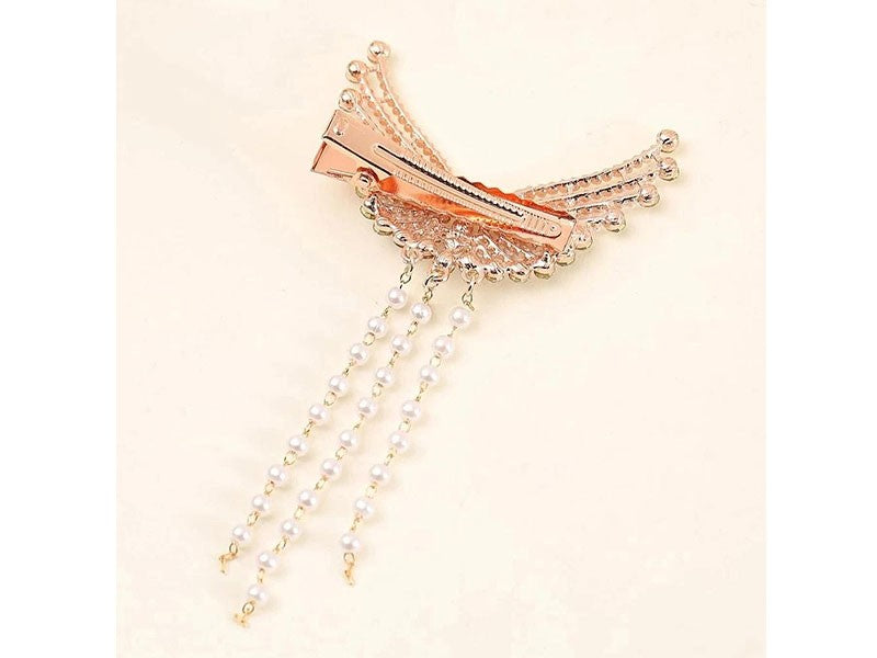 Rhinestone Pearl Angel Wings Design Headdress Hair Clip (DZ16479