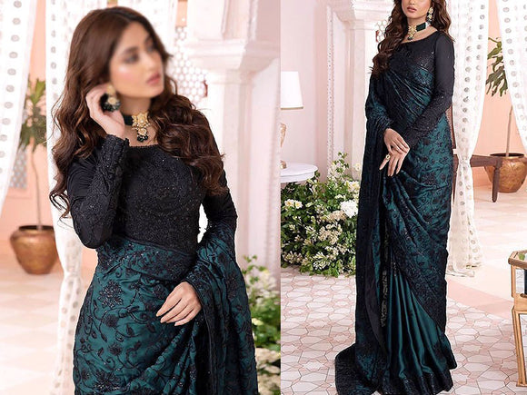Luxury Heavy Embroidered Fancy Net Saree Dress 2024 (DZ16723)