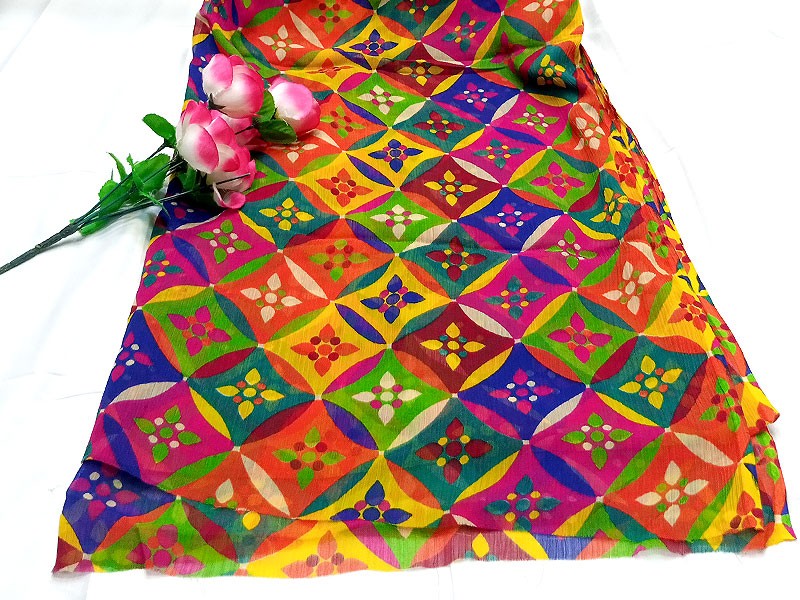 Maroon Striped Chiffon Dupatta main image 0