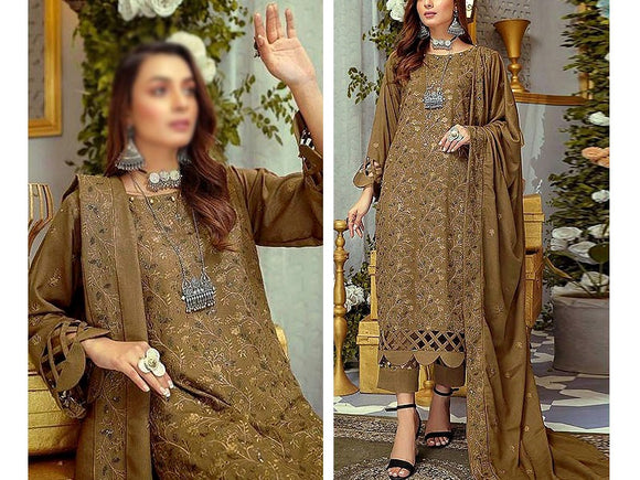 Luxury Embroidered Lawn Suit 2024 with Bamber Chiffon Dupatta Dupatta (DZ16919)