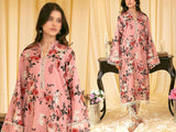 Digital All-Over Print Embroidered Lawn Dress with Silk Dupatta (DZ17071)