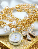Glorious Multi Layer Bow Charm Bracelet Watch (DZ08870)