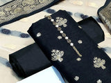 Banarsi Style Embroidered Raw Silk Dress with Organza Jacquard Dupatta (DZ14850)