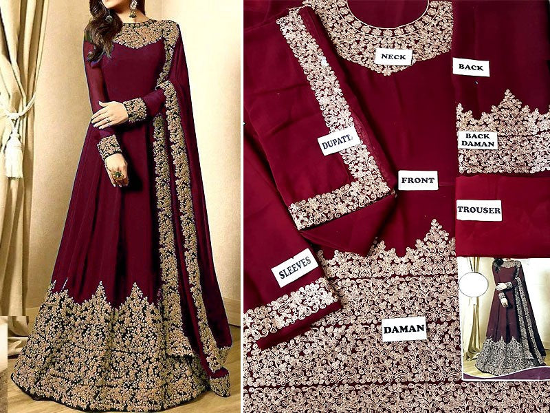 Indian embroidered chiffon maxi on sale dress
