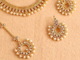 Pearl Golden Jewelry Set with Earrings & Tikka (DZ14638)