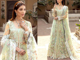 Mirror & Heavy Handwork Embroidered Net Bridal Maxi Dress (DZ15510)