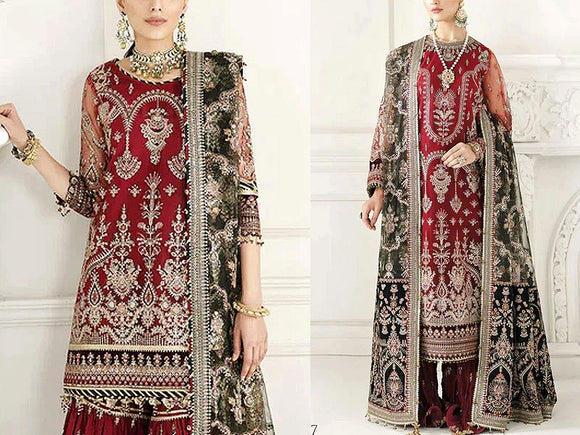 Luxurious Heavy Embroidered Net Bridal Dress 2024 (DZ15670)