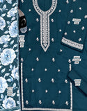 Stylish Embroidered Zinc Linen Dress for Winter Season (DZ18257)