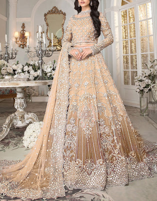 Luxury Handwork & Heavy Embroidered Net Bridal Maxi Dress (DZ17678)