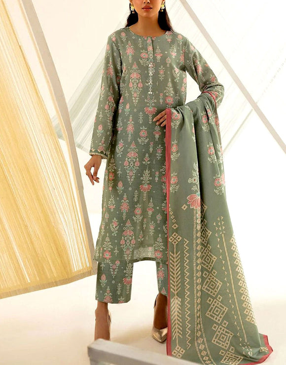 Digital All-Over Print Karandi Dress with Karandi Dupatta (DZ17581)