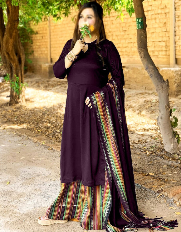 Traditional 3-Pieces Purple Sussi Dress (DZ17552)