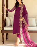 Handwork Embroidered Formal Chiffon Party Wear Dress with Inner (DZ17675)