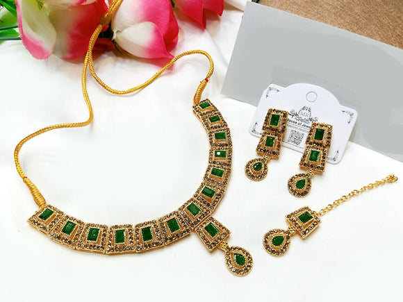 Indian Style Zircon Studded Party Wear Jewellery Set (DZ16779)