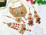 Bridal Collar Choker Jewellery Set with Earrings, Jhumar and Maang Teeka (DZ16745)