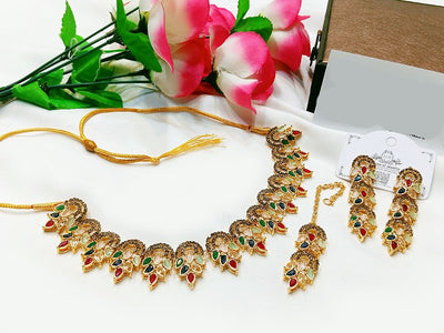 Indian Style Zircon Studded Party Wear Jewellery Set (DZ16786)