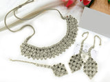 Elegant Silver Fashion Jewelry Set with Earrings & Tikka (DZ16758)