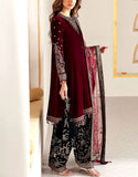 Trendy Embroidered Velvet Party Wear Dress with Emb. Silk Trouser (DZ17616)