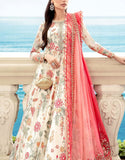 Luxury Heavy Embroidered White Chiffon Maxi Dress (DZ17577)